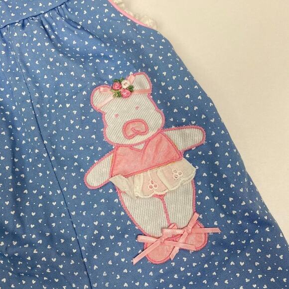 Vtg Kids Exchange Polka Dot Ballet Bear Overalls - Picture 3 of 9